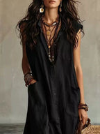 Sleeveless Button-down Linen Maxi Dress (13)
