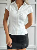 Button-up Short Sleeve Shirt Tie Back (4)