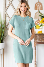 Ribbed Round Neck Short Sleeve Dress (6)