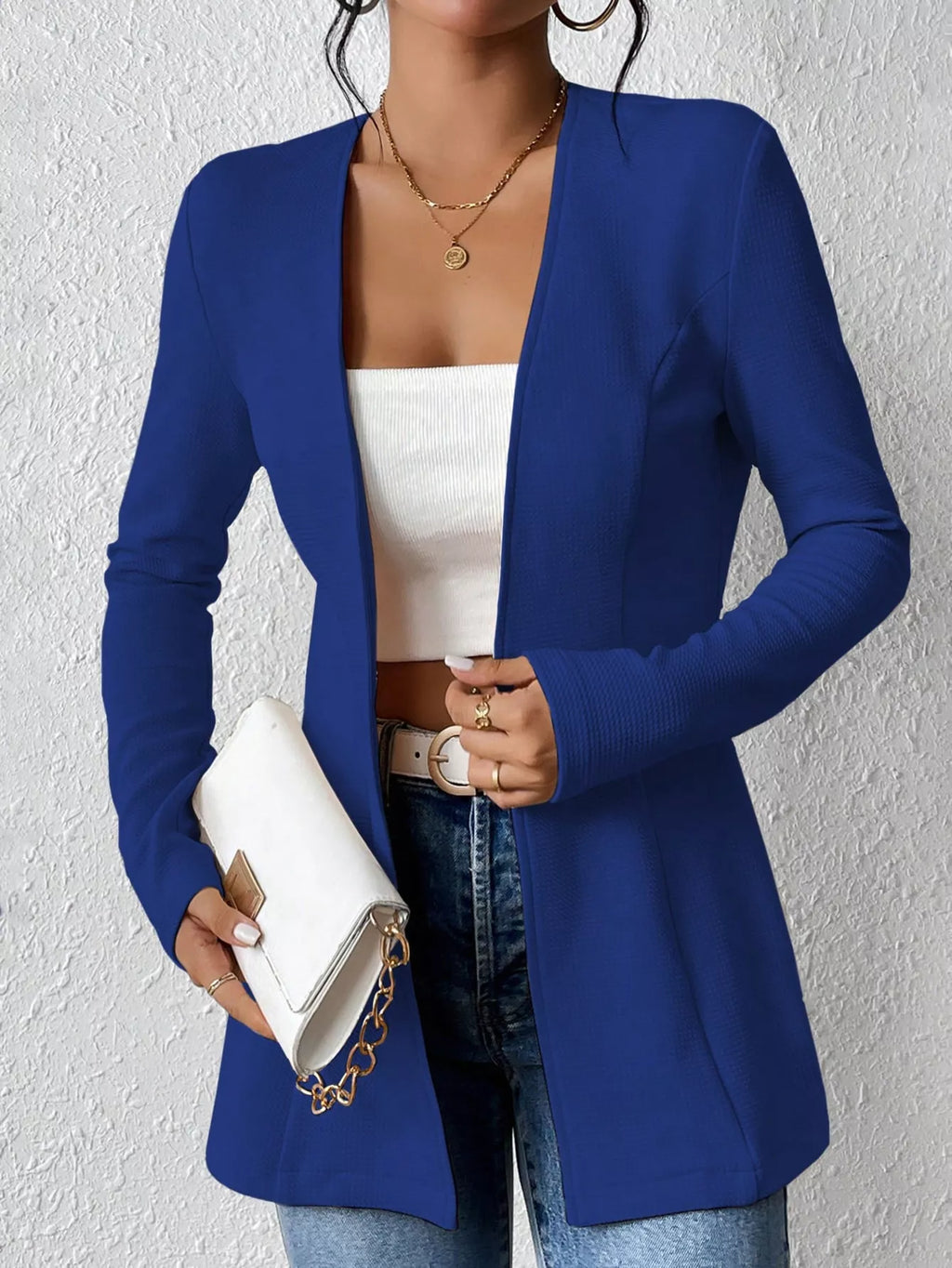 One Button Long Sleeve Blazer (10)
