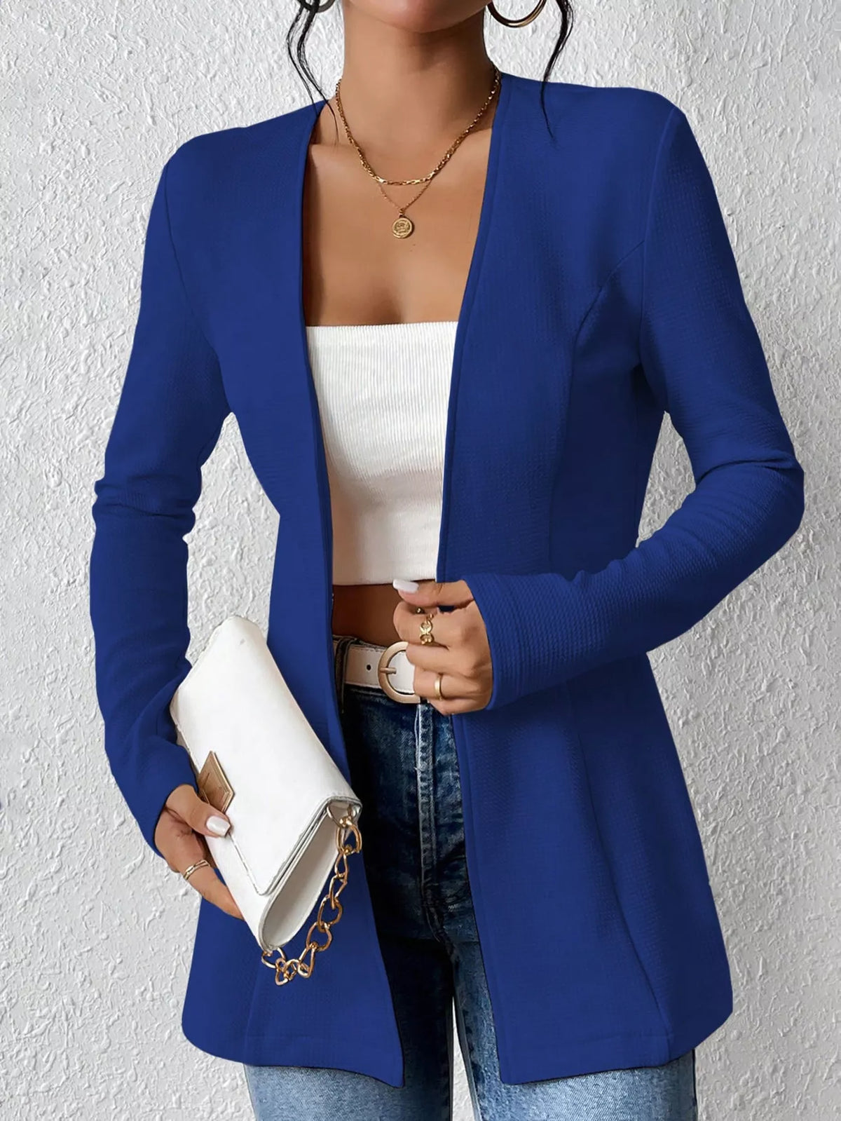 One Button Long Sleeve Blazer (10)