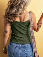 Full Size Ribbed Button Front Tie Hem Cami Tank Top Plus (14)