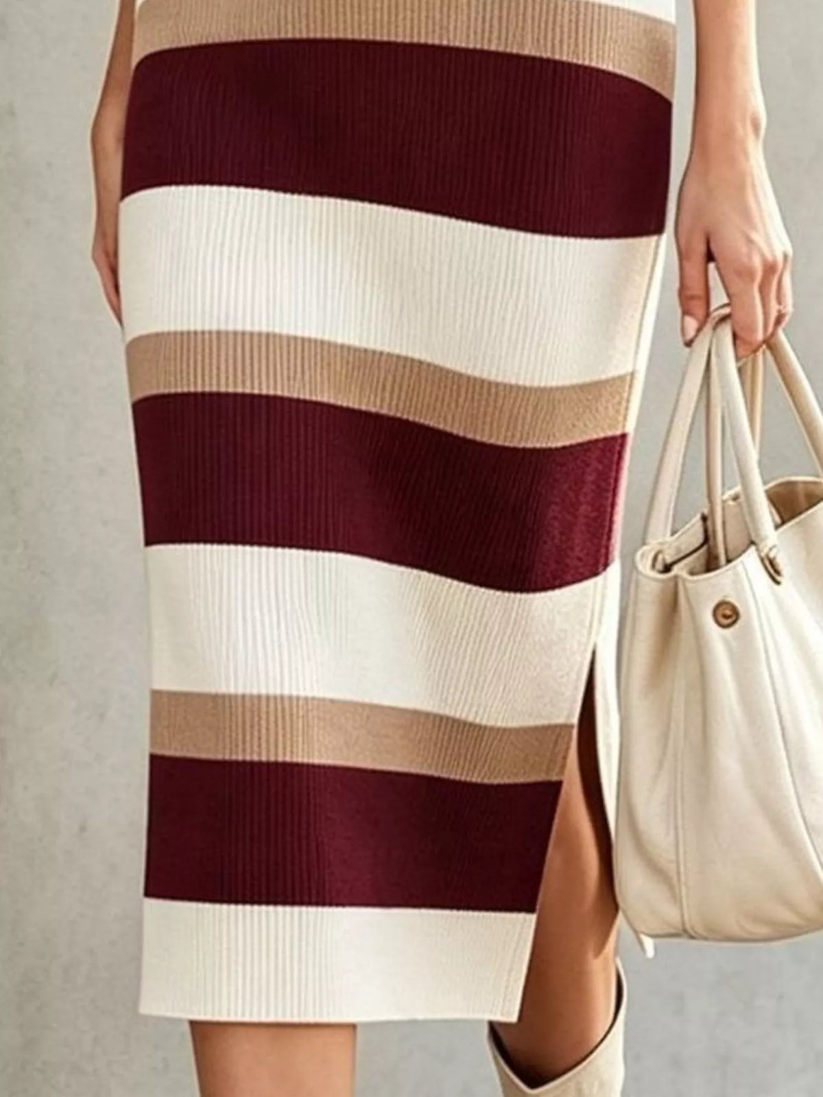 Striped Polo Collar Long Sleeve Sweater Dress (8)