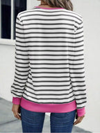 Striped V-neck Long Sleeve T-shirt (15)