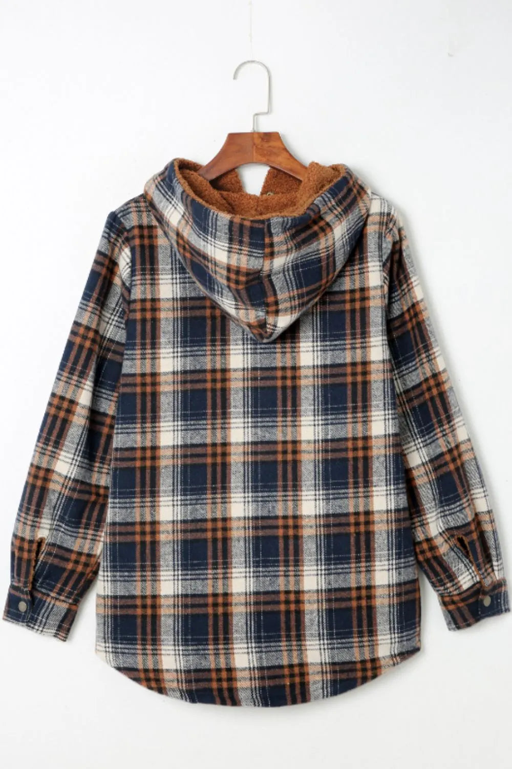 Plaid Button Up Long Sleeve Hooded Jacket (11)