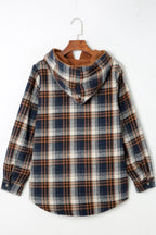 Plaid Button Up Long Sleeve Hooded Jacket (11)