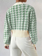 Houndstooth V-neck Button Up Cardigan (9)