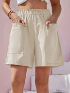 Full Size Pocketed Elastic Waist Shorts (6)