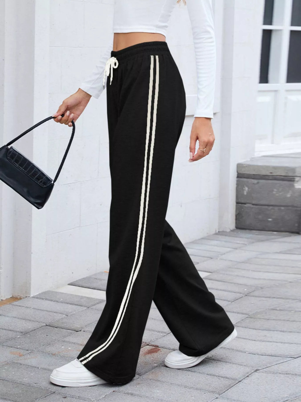 Side Striped Wide Leg Pants (4)