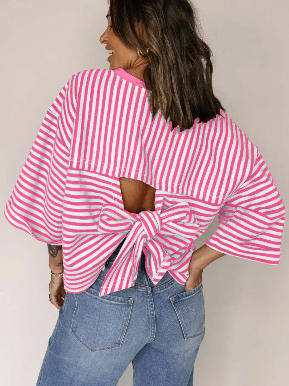 Striped Back Bow Tie T-shirt (4)