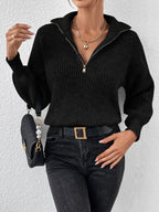 Half Zip Dropped Shoulder Sweater (10)