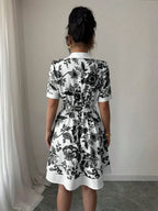Printed Button Front Mini Dress (11)