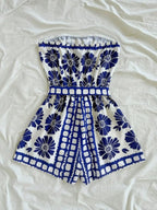 Printed Tube Tie Waist Romper (6)