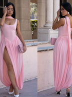 Scoop Neck Slit Maxi Dress (3)