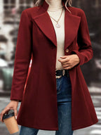 Collared Neck Button Up Long Sleeve Coat (5)