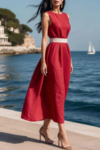 Round Neck Sleeveless Midi Dress (13)