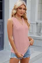Eyelet V-neck Wide Strap Tank (30)