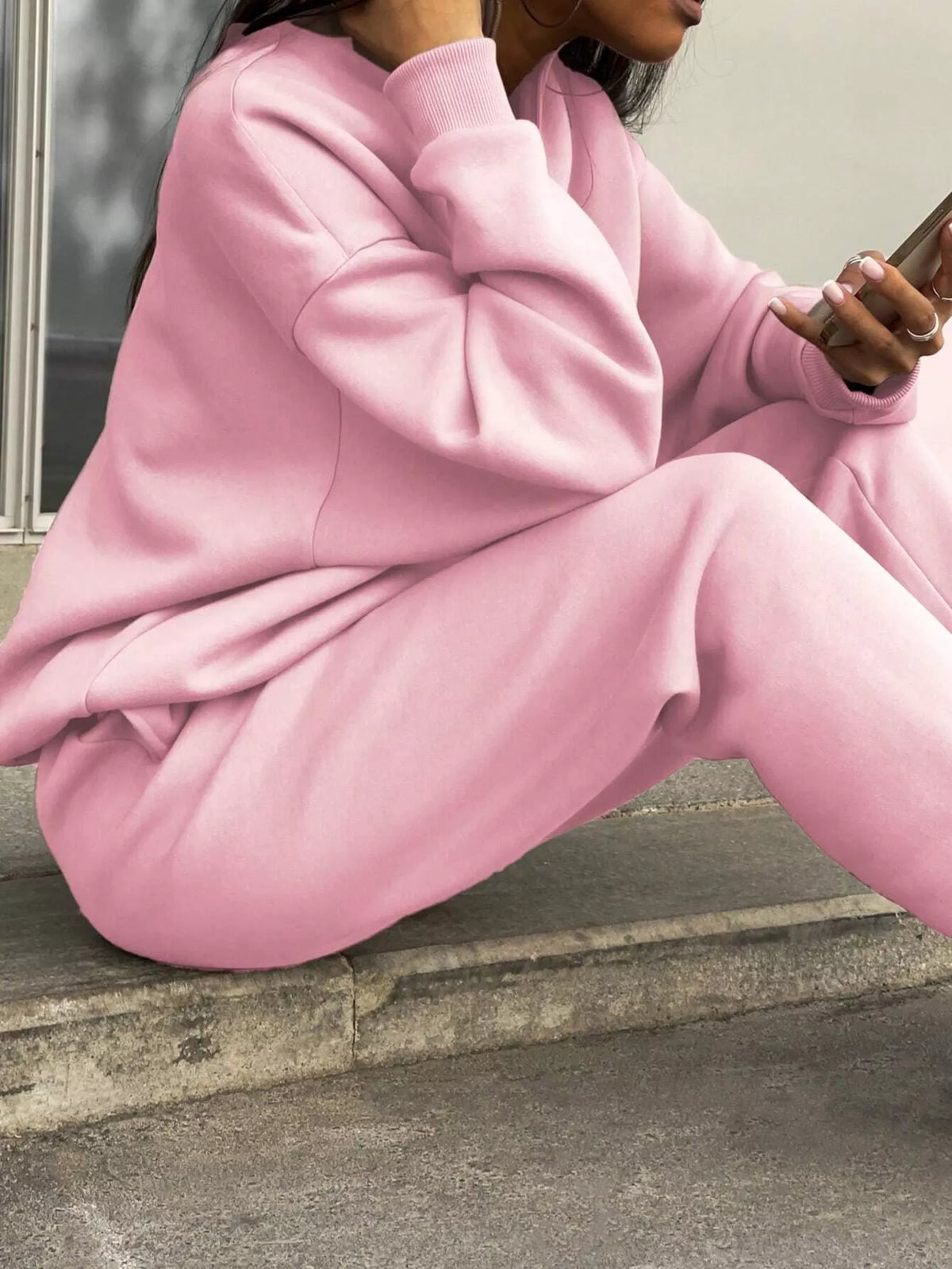 Half Zip Sweatshirt Pants Set (20)