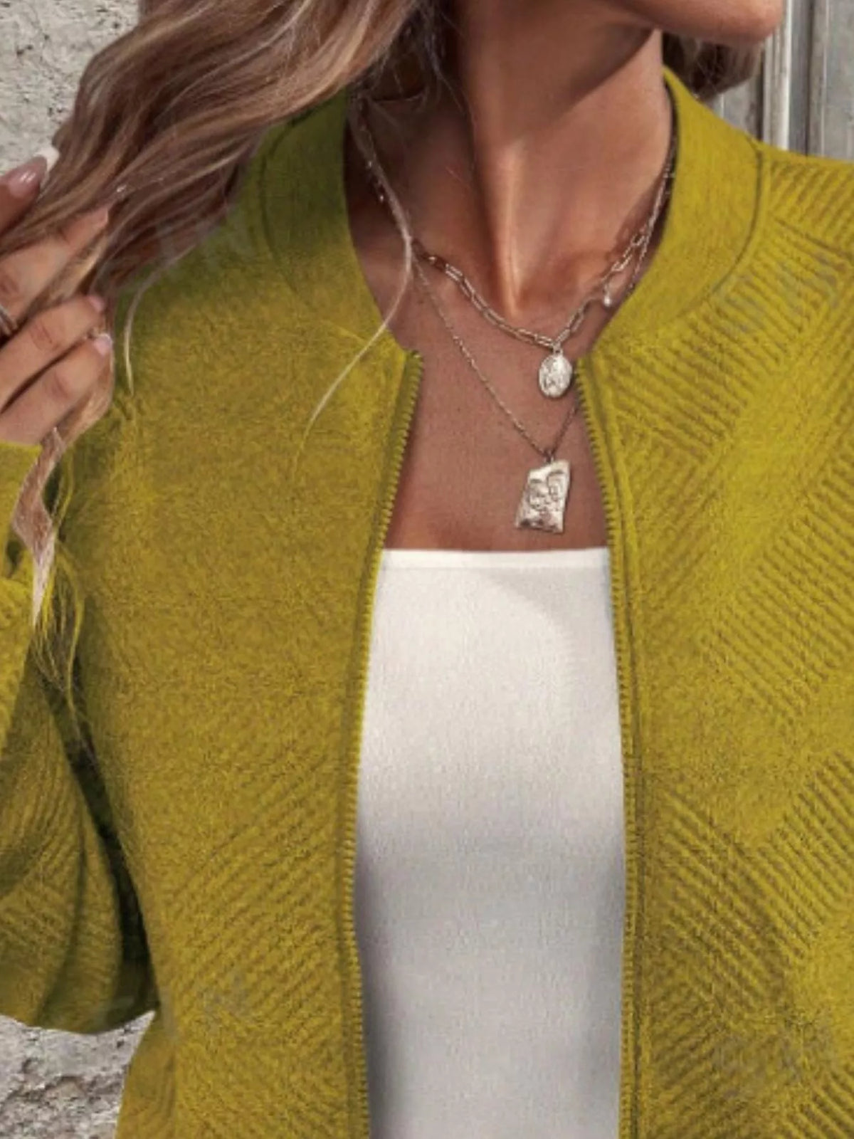 Textured Knit Zip-up Bomber Jacket (33)