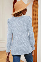Square Neck Flounce Sleeve T-shirt (8)