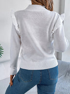 Mock Neck Ruffle Trim Long Sleeve Sweater (13)