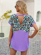 Leopard Waffle-knit Short Sleeve Top (8)