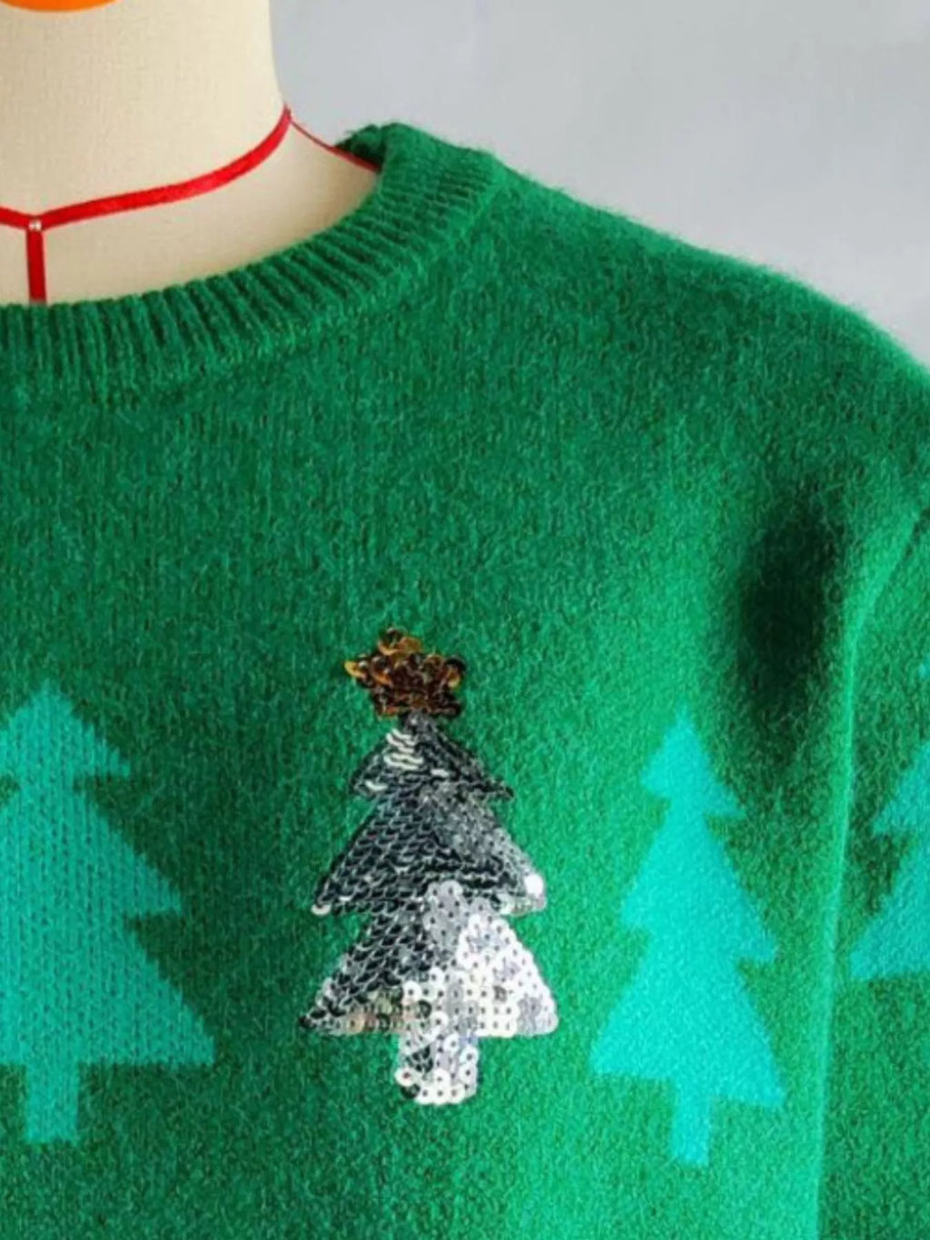 Christmas Tree Pattern Long Sleeve Sweater (5)