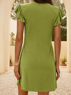 V-neck Ruffle Sleeve Mini Dress (3)