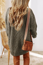 Cable-knit Round Neck Sweater Dress (2)