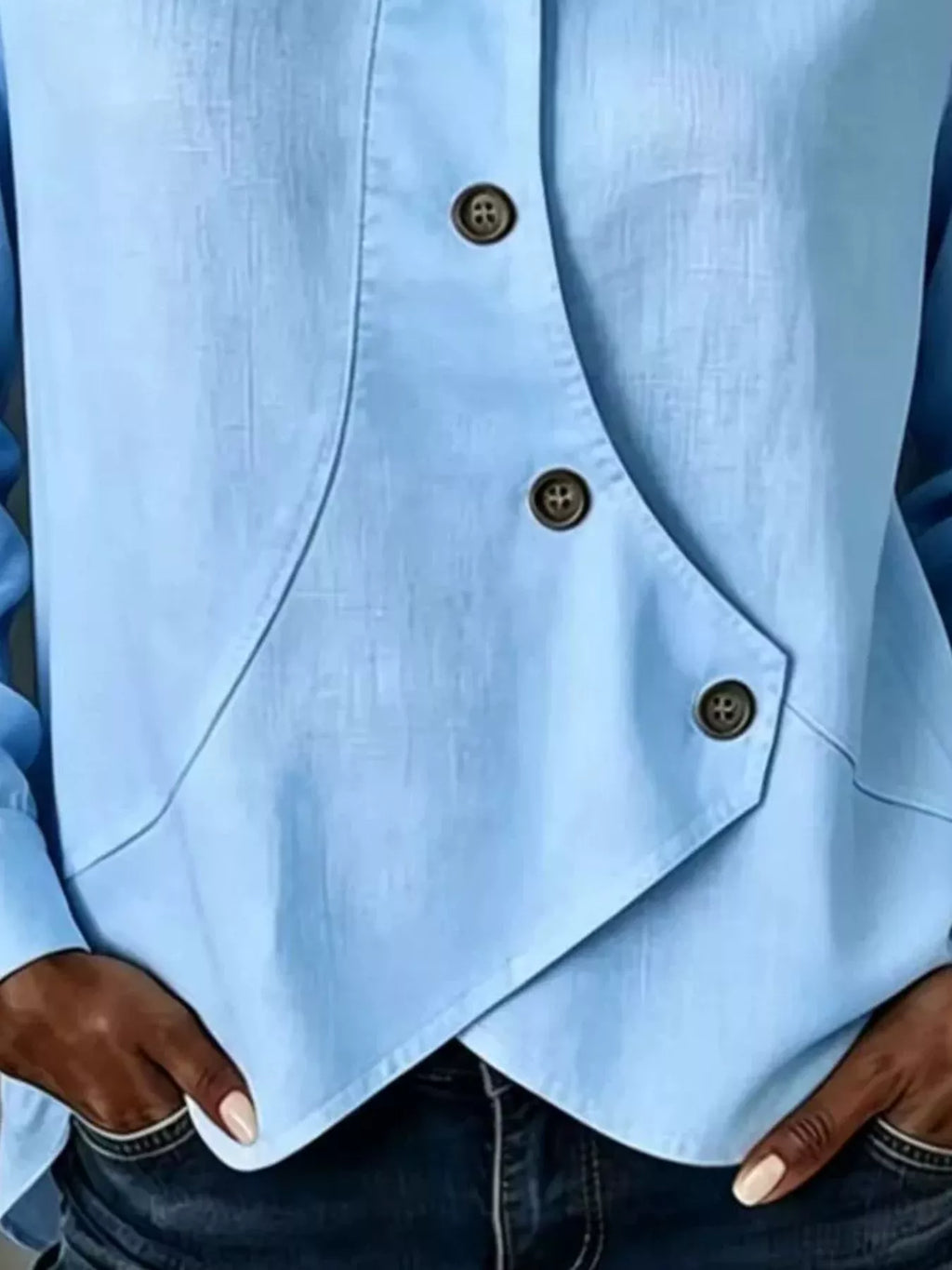 Full Size Asymmetrical Button Down Shirt Plus (9)