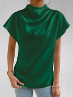 Mock Neck Short Sleeve Blouse (14)