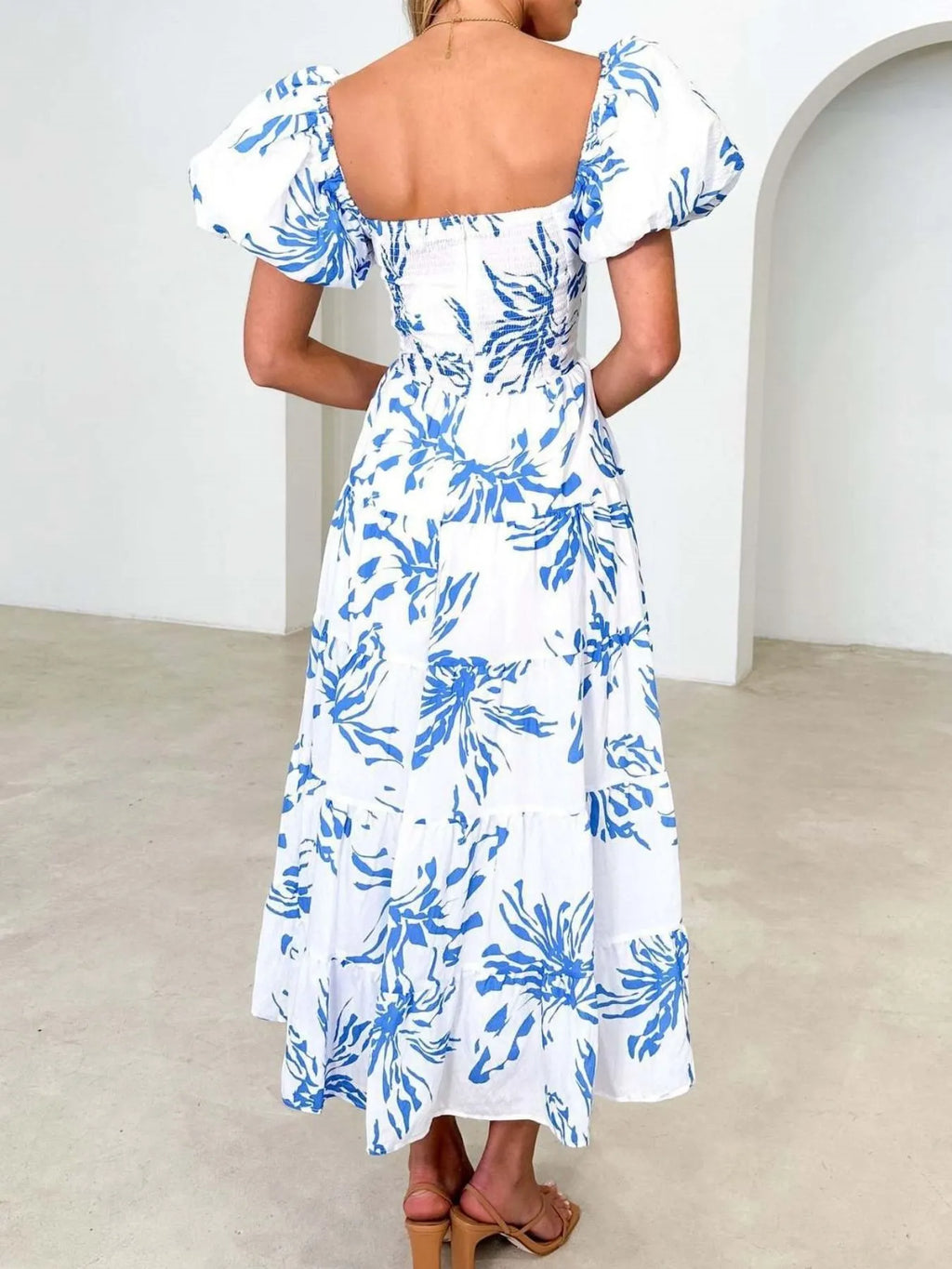 Off-shoulder Floral Tiered Dress Ruffle Details (11)