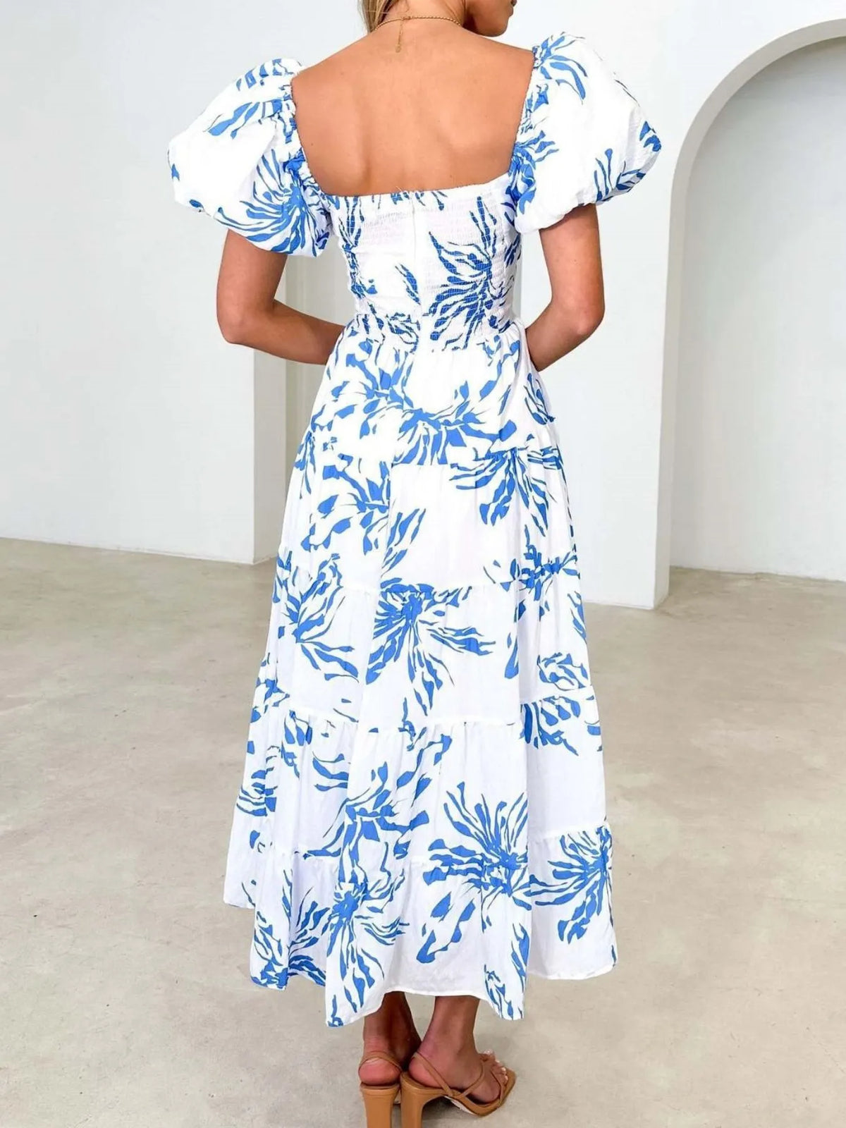 Off-shoulder Floral Tiered Dress Ruffle Details (11)