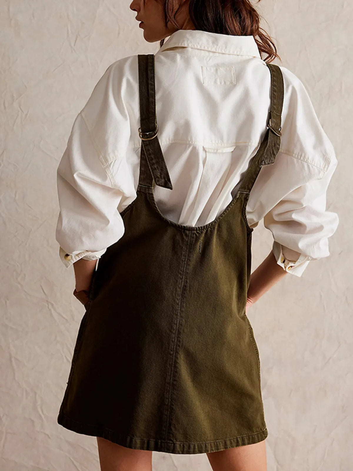 Oversized V-neck Denim Tank Dress Front Pockets (9)