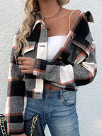 Plaid Button-up Cropped Jacket (20)
