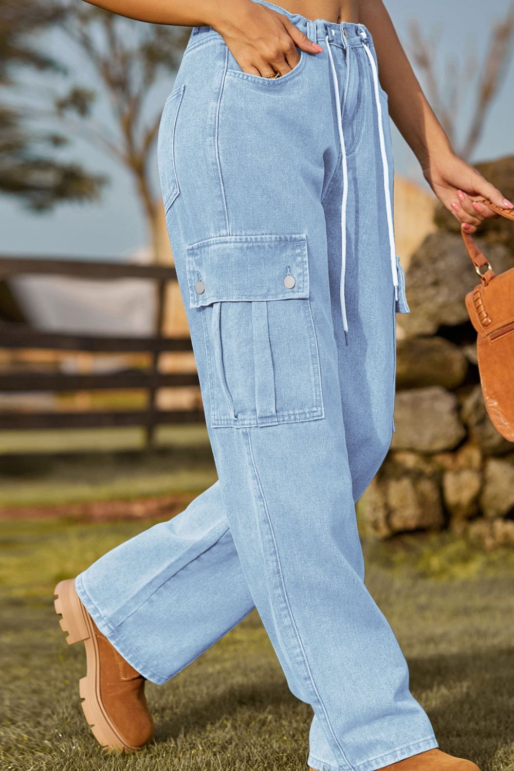 Loose Fit Drawstring Jeans Pocket (6)
