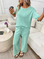 Round Neck Half Sleeve Top Pants Set (4)