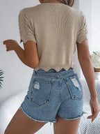 Tied Openwork Short Sleeve Cardigan (2)