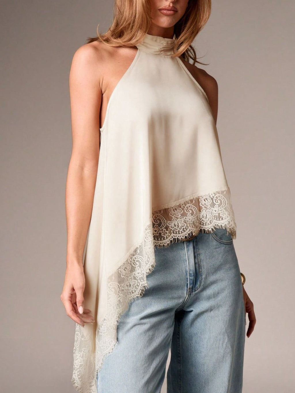 Halter Neck Lace Trim Cami (3)
