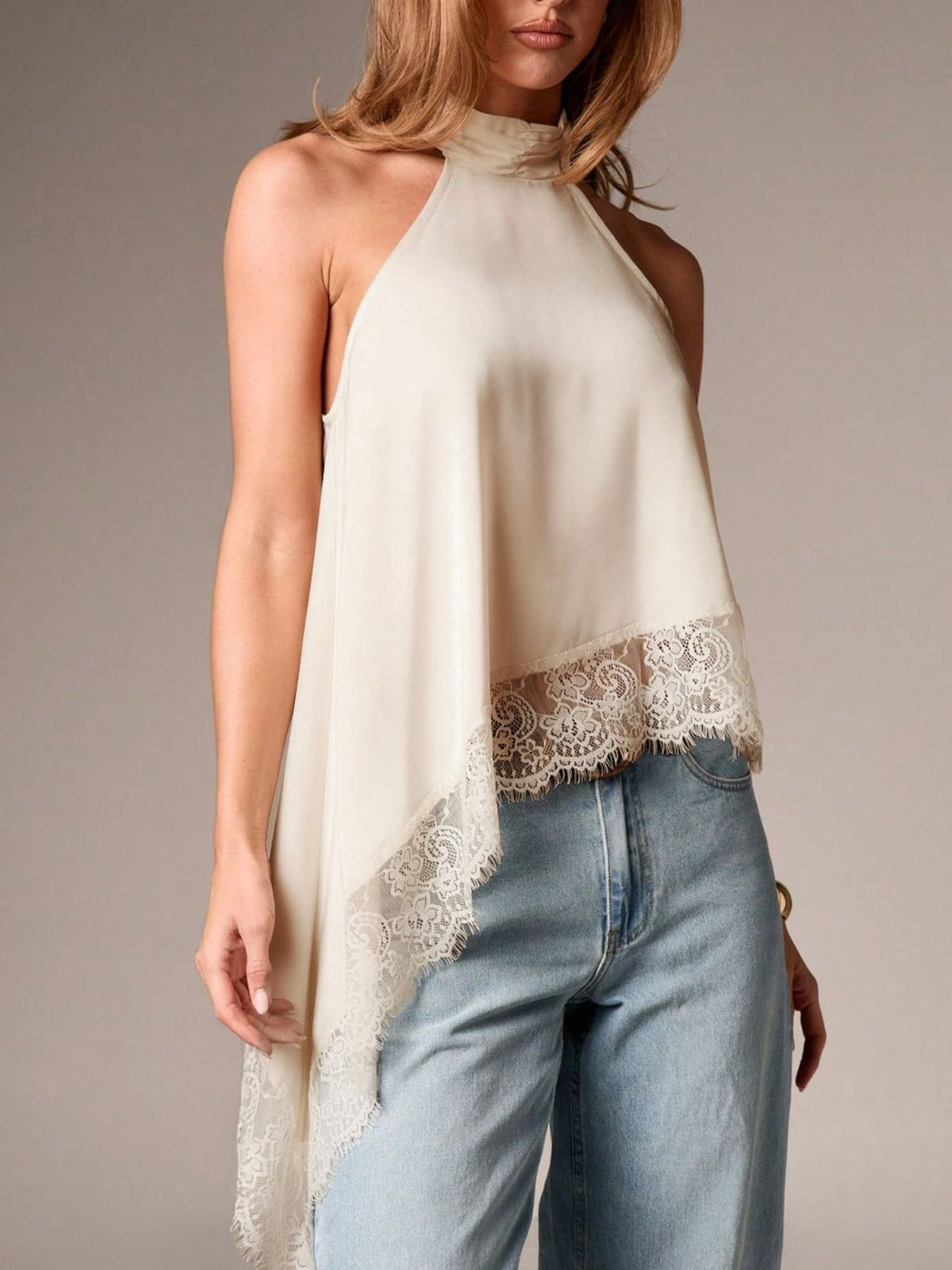 Halter Neck Lace Trim Cami (3)