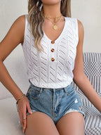 Openwork V-neck Knit Vest