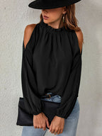 Cold Shoulder Frill Neck Blouse (11)