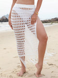 Fringe Slit Openwork Cover-up Skirt