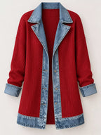Full Size Denim Trim Ribbed Knit Cardigan Plus (21)