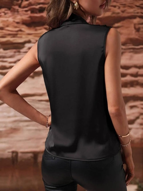 Sleeveless Wrap Draped Blouse (2)