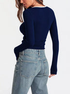 Contrast Trim Long Sleeve Top (24)