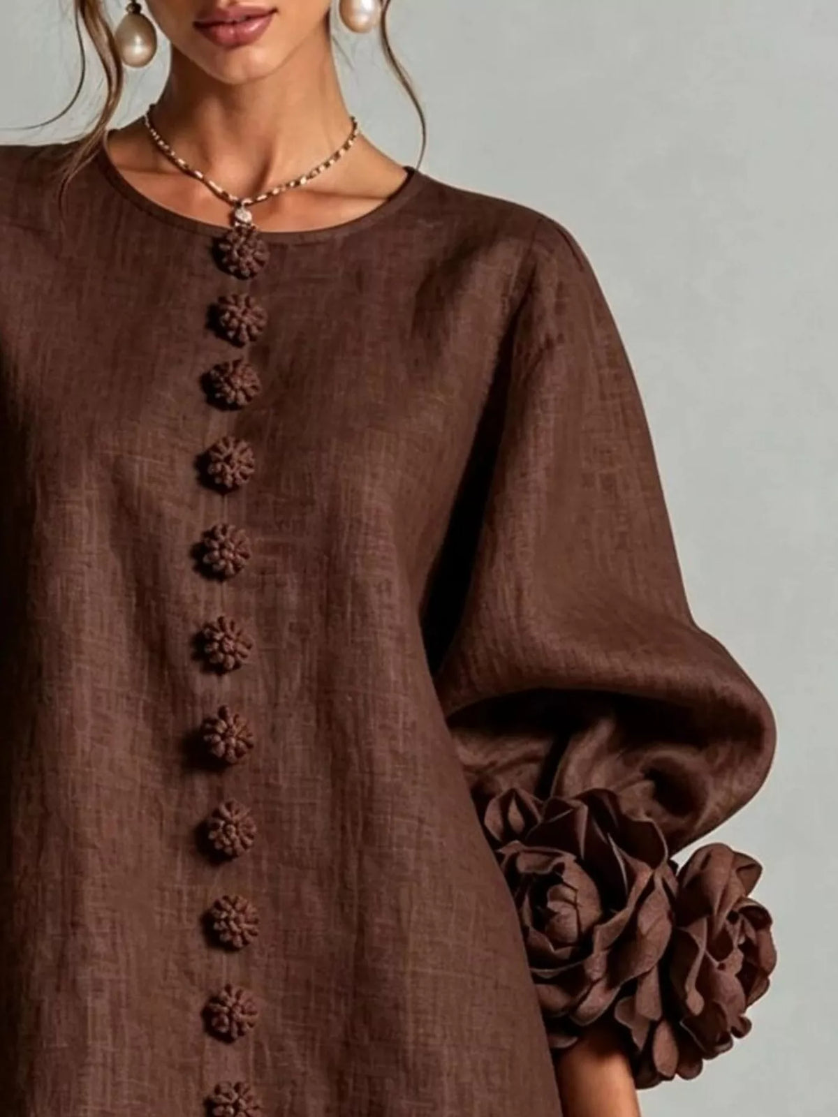 3d Floral 3/4 Sleeve Mini Dress (16)