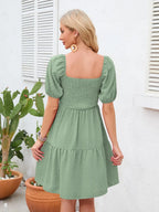 Swiss Dot Smocked Square Neck Dress (5)