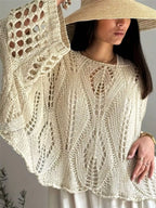 Boat Neck Crochet Knit Cover Up (2)