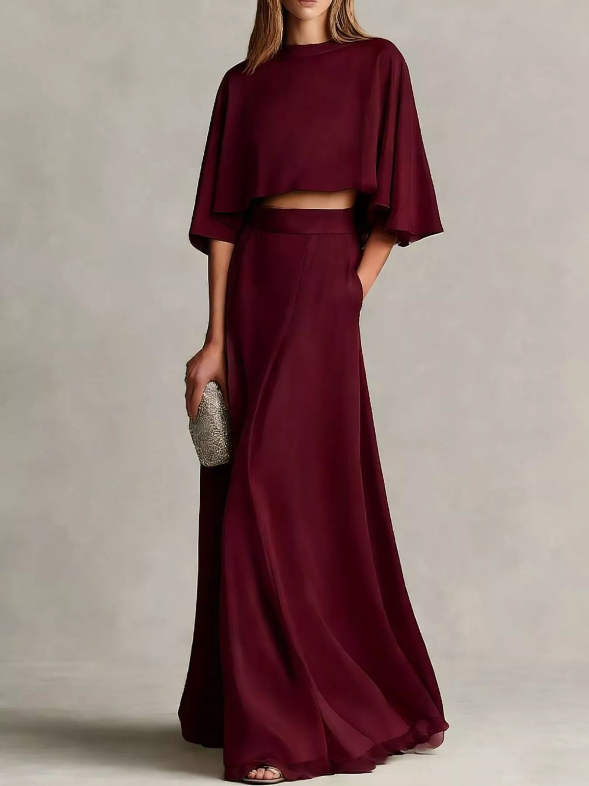 Full Size Satin Crop Top Maxi Skirt Two-piece Set Plus (4)